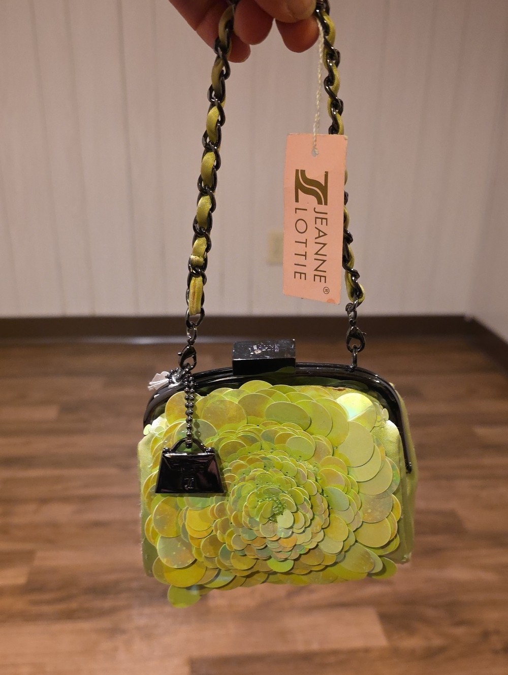 Sequin Embellished Green Women's Bag